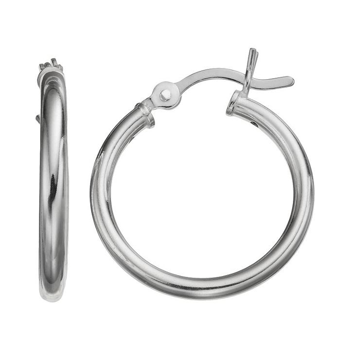 Journee Collection Sterling Silver Hoop Earrings, Women's, Grey