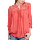 Women's Chaps Lace-yoke Peasant Top, Size: Medium, Red
