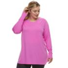 Plus Size Tek Gear&reg; Jersey High Slit Long Sleeve Tunic Tee, Women's, Size: 3xl, Brt Purple