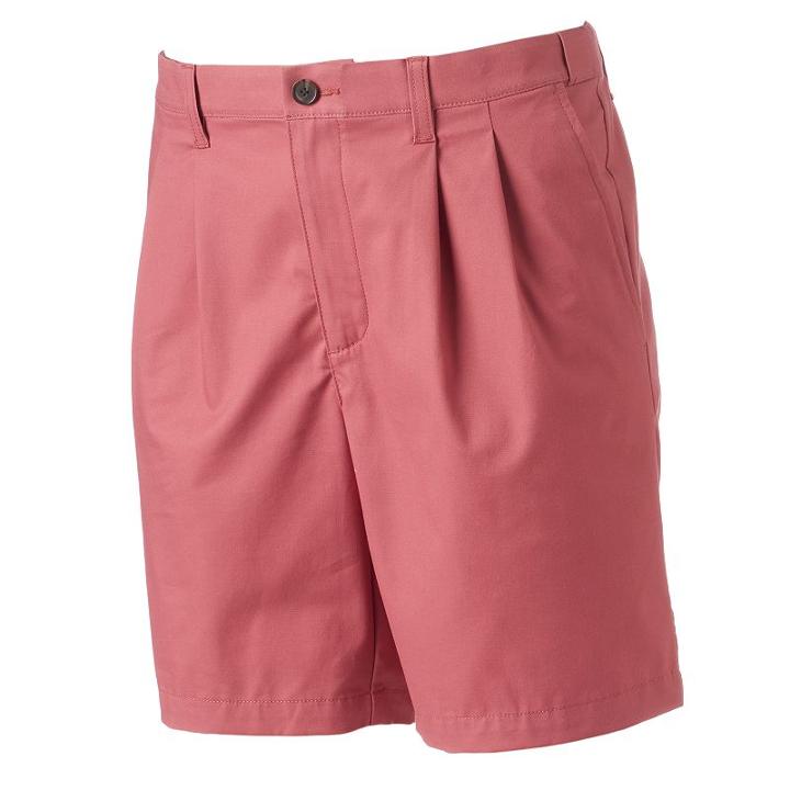 Men's Croft & Barrow&reg; True Comfort Classic-fit Stretch Pleated Shorts, Size: 36, Light Red