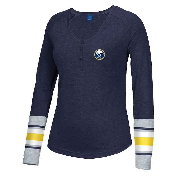 Women's Reebok Buffalo Sabres Jersey Henley, Size: Large, Blue (navy)
