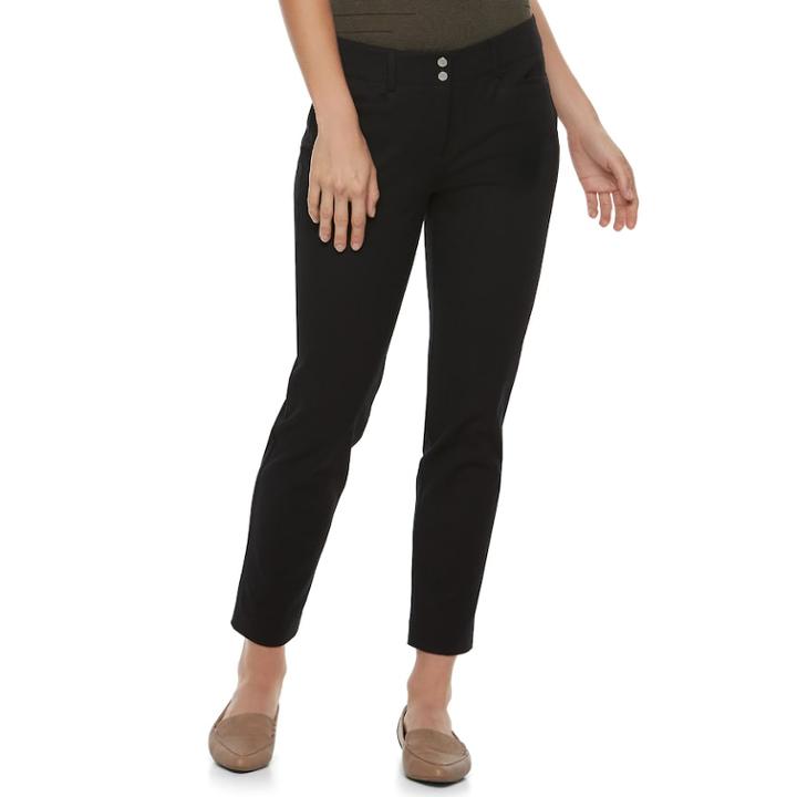 Women's Apt. 9&reg; Bistretch Ankle Pants, Size: 12, Black