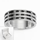 Traditions Silver Plate Black And White Crystal Multirow Ring, Women's, Size: 9