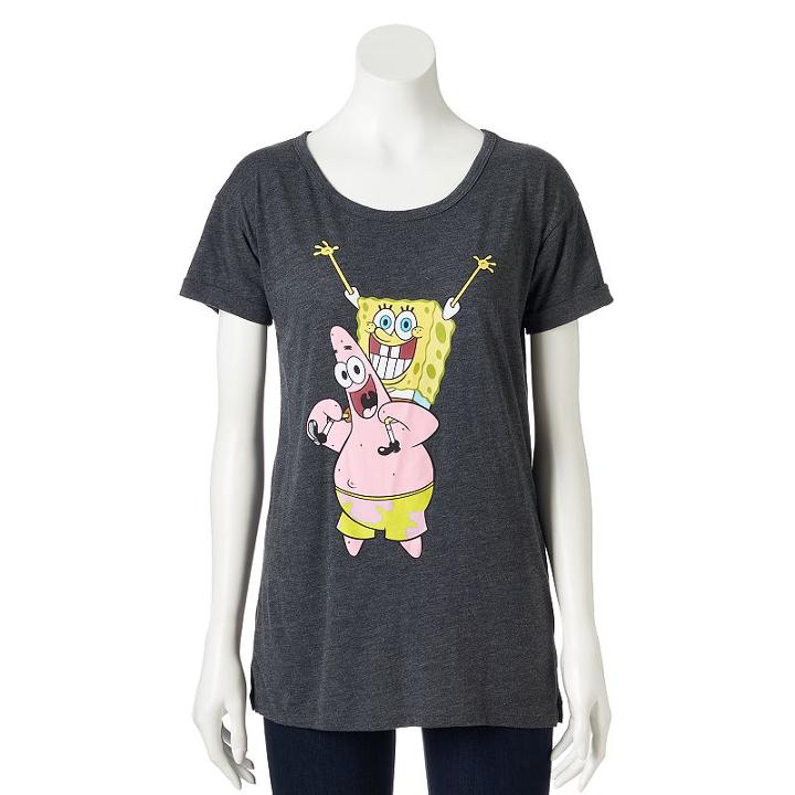 Juniors' Nickelodeon Spongebob Squarepants Patrick Graphic Tee, Girl's, Size: Small, Dark Grey