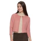 Women's Nina Leonard Eyelet-chain Open Front Bolero, Size: Xl, Dark Pink