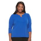 Plus Size Dana Buchman Studded Bib Top, Women's, Size: 2xl, Med Blue