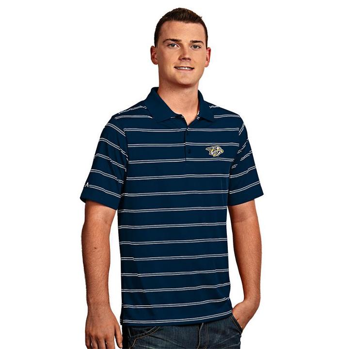 Men's Nashville Predators Deluxe Striped Desert Dry Xtra-lite Performance Polo, Size: Large, Blue (navy)