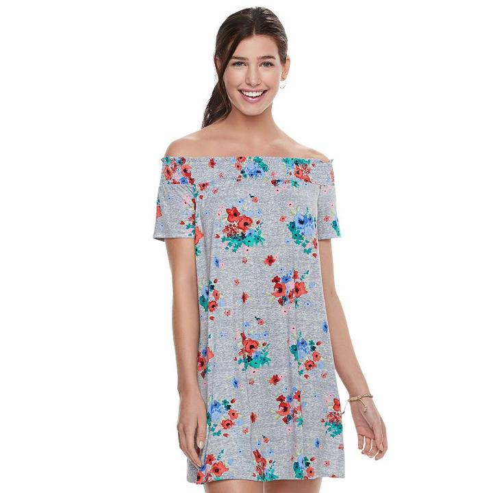 Juniors' So&reg; Off The Shoulder Swing Dress, Girl's, Size: Xl, Med Grey
