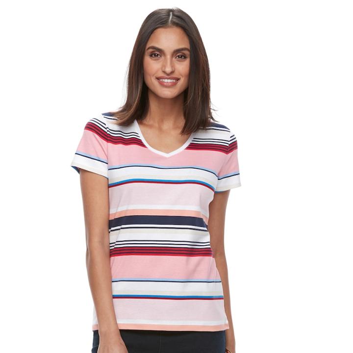 Women's Croft & Barrow&reg; Essential Classic V-neck Tee, Size: Xl, Med Red