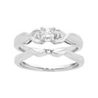 14k White Gold 1/4 Carat T.w. Igl Certified Diamond 3-stone Engagement Ring Set, Women's, Size: 5.50