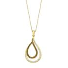 Champagne Brilliance Sterling Silver Crystal Double Teardrop Pendant, Women's, Size: 18, Brown