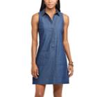 Women's Chaps Chambray Shirt Dress, Size: Large, Blue