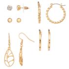5-pair Gold Tone Earring Set, Women's