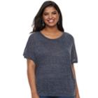 Plus Size Juniors' Plus Mudd&reg; Boxy Roll-cuff Tee, Teens, Size: 3xl, Blue (navy)