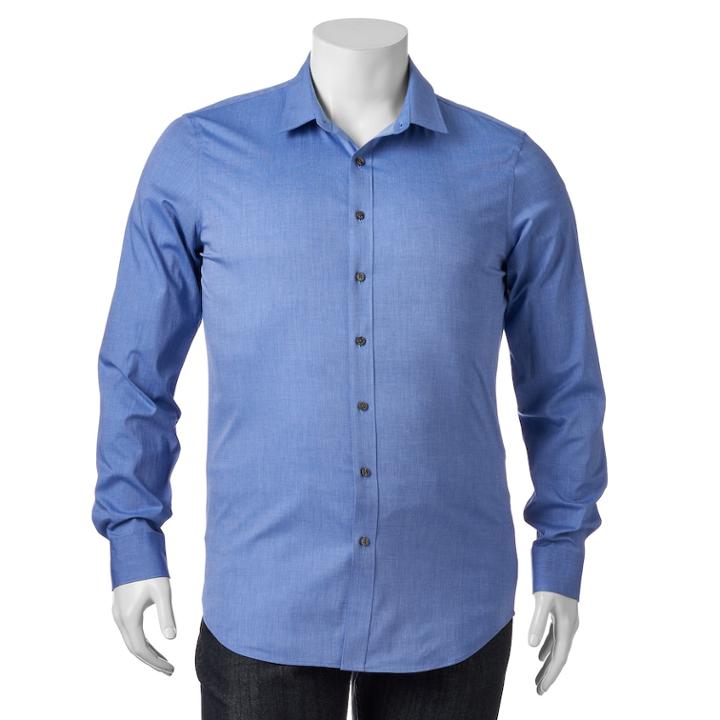 Big & Tall Apt. 9&reg; Stretch End-on-end Button-down Shirt, Men's, Size: Xl Tall, Turquoise/blue (turq/aqua)