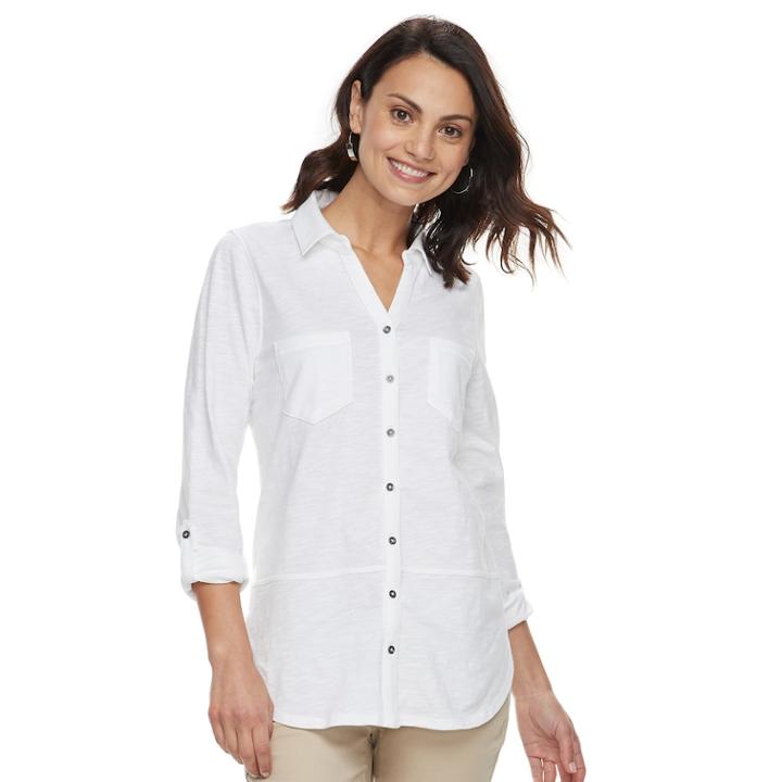 Petite Sonoma Goods For Life&trade; Tunic Shirt, Women's, Size: Xs Petite, White
