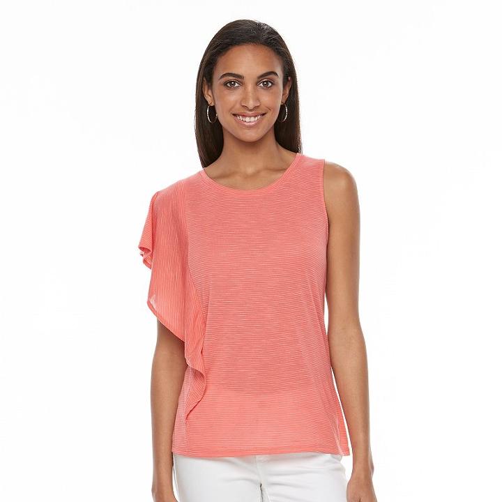 Women's Apt. 9&reg; Striped One-shoulder Top, Size: Xl, Lt Orange