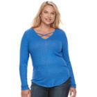 Juniors' Plus Size So&reg; Crisscross Top, Teens, Size: 3xl, Blue (navy)