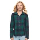Juniors' So&reg; Pocket Plaid Flannel Shirt, Teens, Size: Medium, Blue