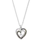 Silver Luxuries Silver Plated Cubic Zirconia & Marcasite Heart Pendant, Women's, Grey