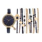 Women's Crystal Hamsa Charm Watch & Beaded Stretch Bracelet Set, Size: Medium, Blue
