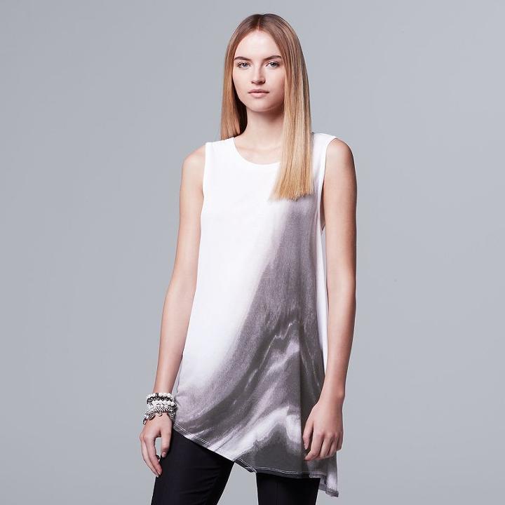 Women's Simply Vera Vera Wang Abstract Asymmetrical Tank, Size: Large, White