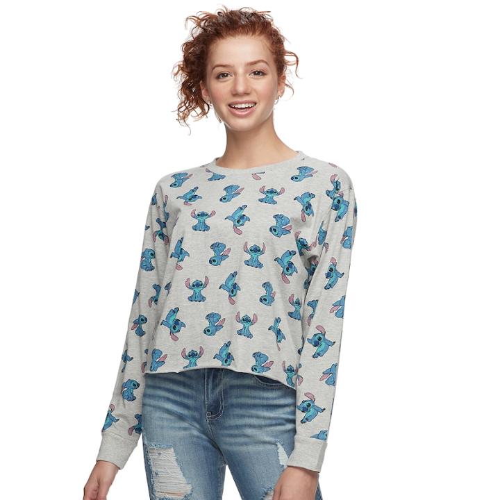 Disney's Lilo & Stitch Juniors' Cropped Graphic Tee, Teens, Size: Xs, Dark Grey