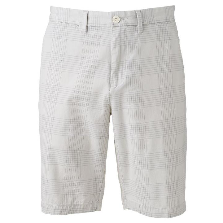 Men's Apt. 9&reg; Modern-fit Plaid Stretch Shorts, Size: 33, White