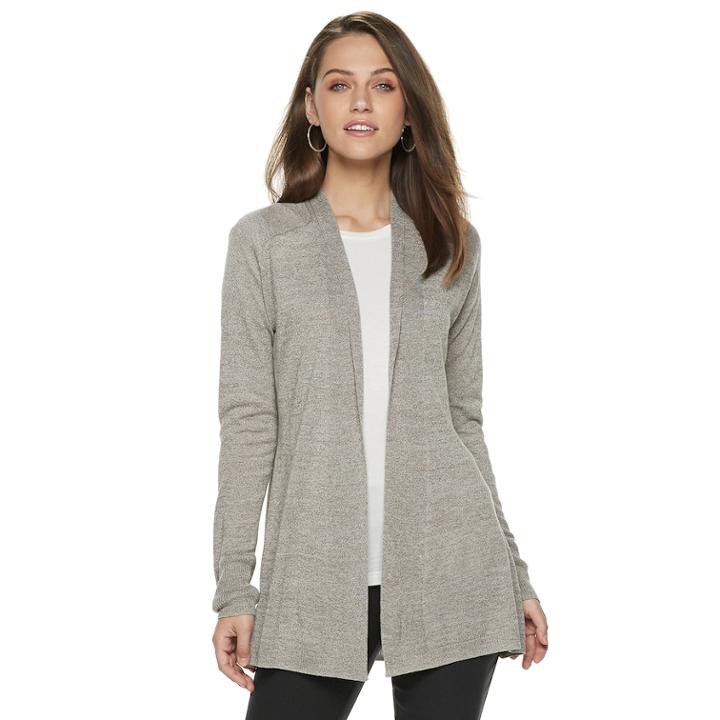 Women's Apt. 9&reg; Essential Ribbed Cardigan, Size: Xl, Med Grey