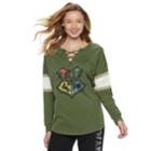 Juniors' Harry Potter House Crest Lace-up Graphic Sweatshirt, Teens, Size: Large, Green