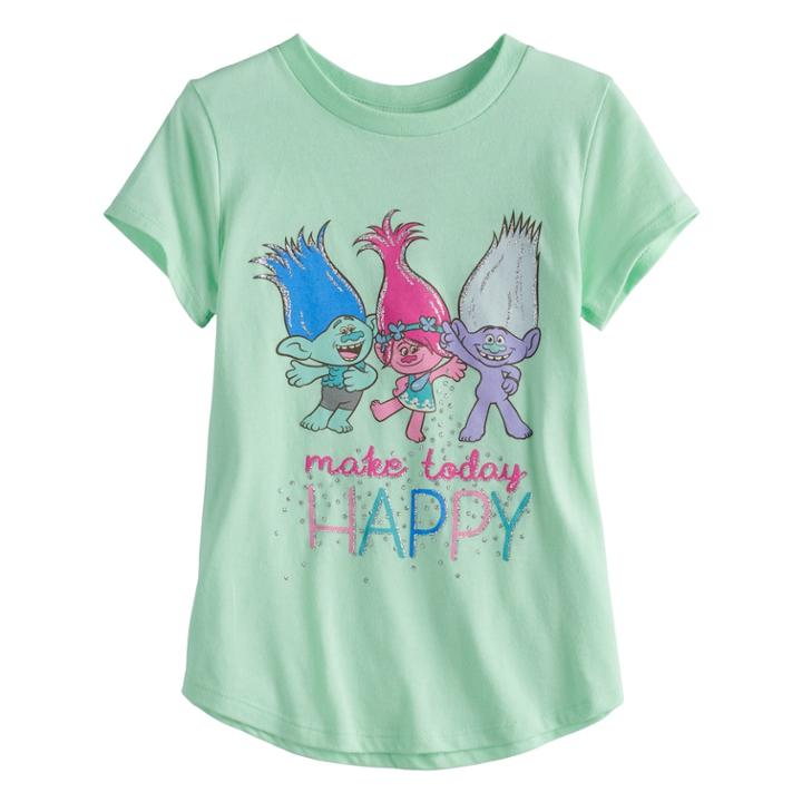 Girls 4-10 Jumping Beans&reg; Dreamworks Trolls Make Today Happy Tee, Size: 5, Lt Green