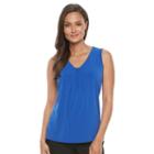 Women's Dana Buchman Pleated V-neck Tank, Size: Large, Med Blue