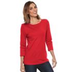 Women's Croft & Barrow&reg; Button-shoulder Tee, Size: Medium, Med Red