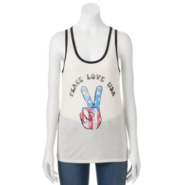 Juniors' The Print Shop Peace Love Usa Graphic Tank, Girl's, Size: Medium, White Oth