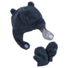 Baby Girl Carter's Plush Velboa Trapper Hat & Mittens Set, Size: 0-9 Months, Blue