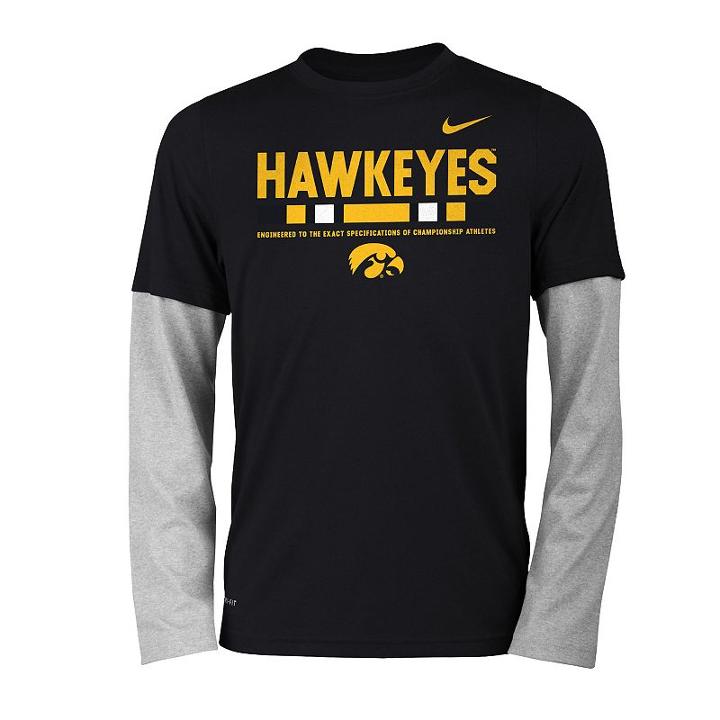 Boys 8-20 Nike Iowa Hawkeyes Legend Tee Set, Size: Xl 18-20, Black