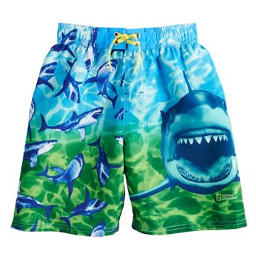 Boys 4-7 National Geographic Sharks & Fish Swim Trunks, Size: 5-6, Multi