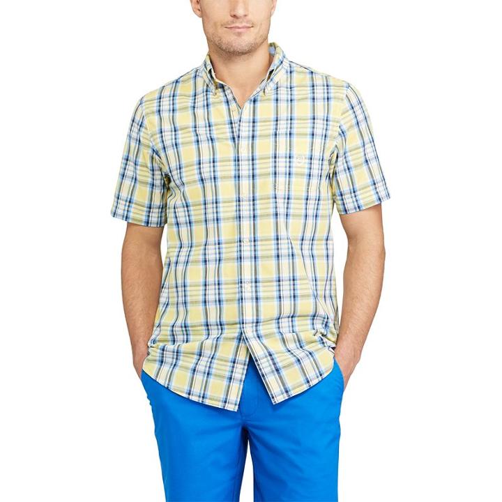 Big & Tall Chaps Classic-fit Plaid Easy-care Button-down Shirt, Men's, Size: Xl Tall, Yellow