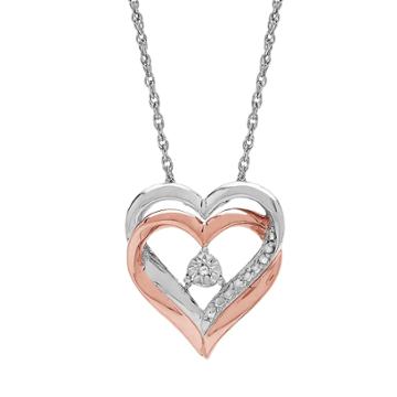 Two Hearts Forever 1 Diamond Accent Heart Pendant Necklace, Women's, Size: 18, White