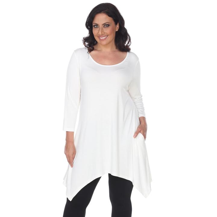 Plus Size White Mark Handkerchief Tunic Top, Women's, Size: 4xl