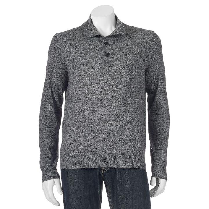 Men's Apt. 9&reg; Modern-fit Solid Merino Mockneck Sweater, Size: Small, Med Grey