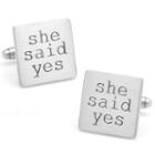 Wedding Series She Said Yes Cuff Links, Men's, Silver