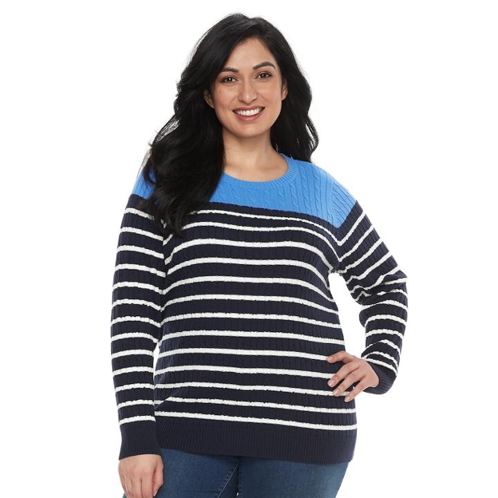 Plus Size Croft & Barrow&reg; Essential Cable-knit Sweater, Women's, Size: 4xl, White