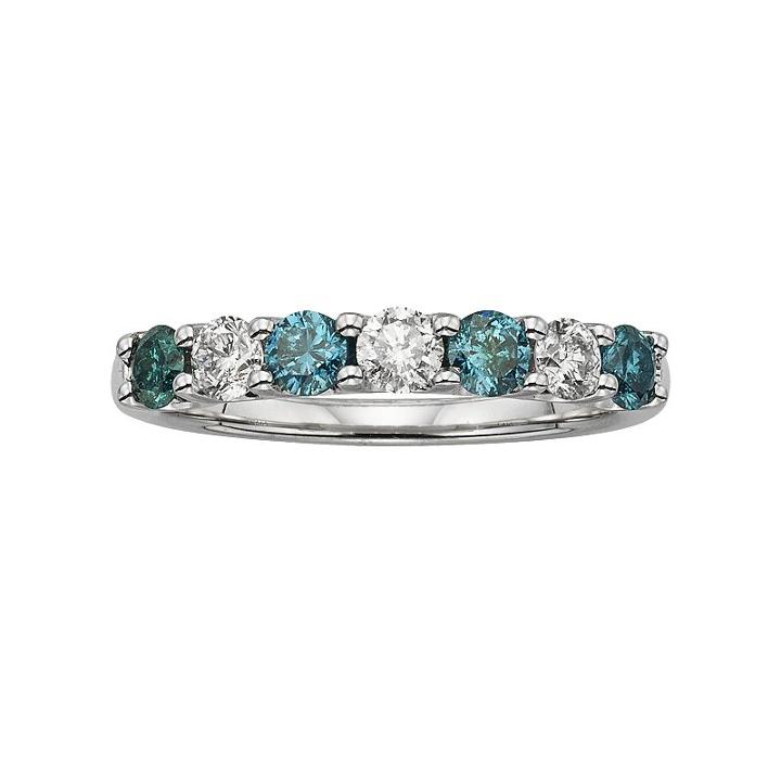 14k White Gold 1-ct. T.w. Igl Certified Blue And White Diamond Ring, Women's, Size: 6