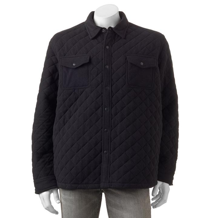 Men's Hemisphere Modern-fit Plaid Fleece Shirt Jacket, Size: Small, Black