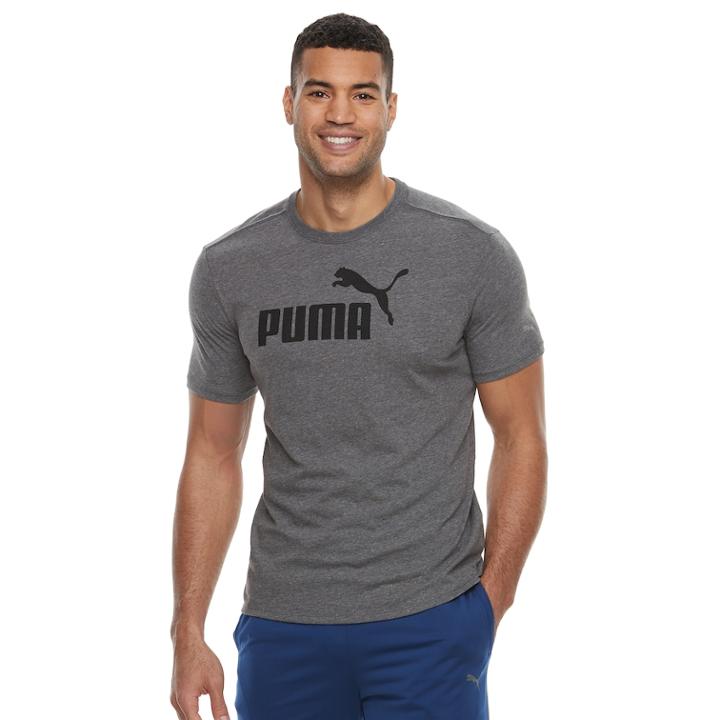 Men's Puma Logo Tee, Size: Large, Grey