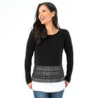 Women's Ab Studio Crochet Mock-layer Top, Size: Medium, Ovrfl Oth