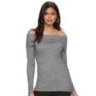 Women's Jennifer Lopez Off-the-shoulder Ribbed Top, Size: Medium, Black White Marled
