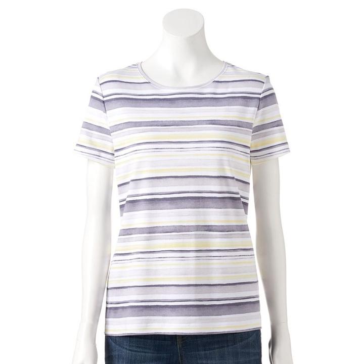 Petite Croft & Barrow&reg; Essential Crewneck Tee, Women's, Size: L Petite, Med Yellow