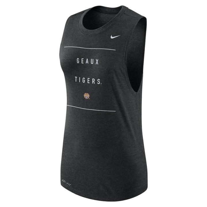 Women's Nike Lsu Tigers Dri-fit Muscle Tank Top, Size: Xl, Black